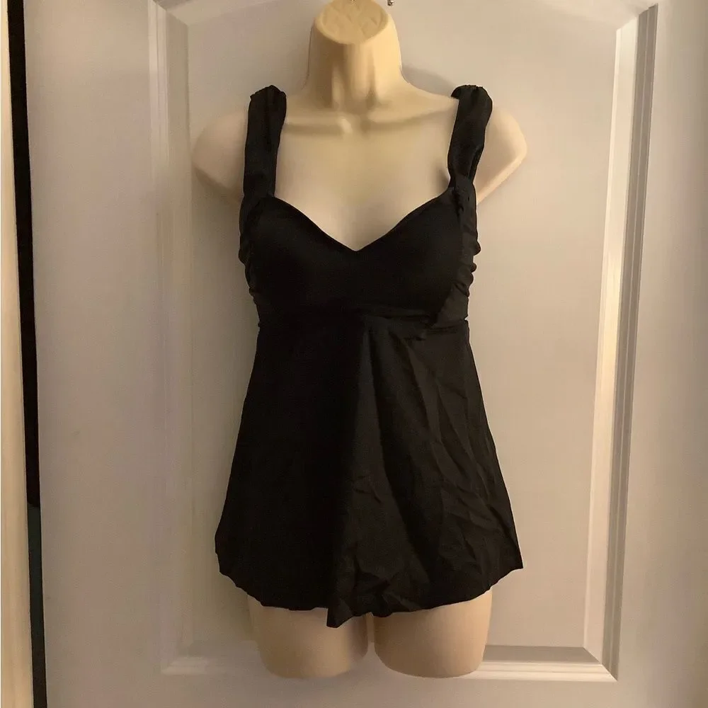 Kim Gravel Black Sweetheart Tankini Swimsuit Sz 10 New
